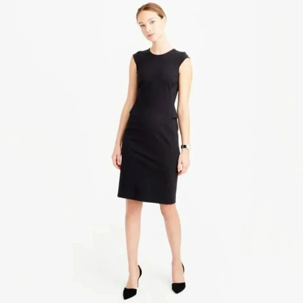 J. Crew Black Interview Dress Sheath Stretch Size 00